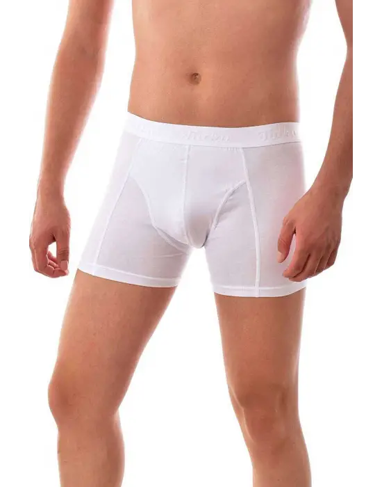 Zarif Likralı Erkek Beyaz Boxer