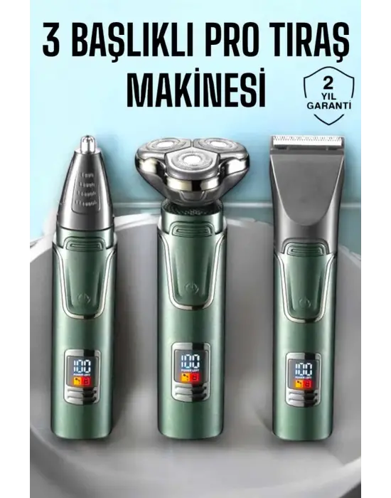 3 Başlıklı Profesyonel Saç Ve Sakal Bakım Seti Vücut, Burun Ve Kulak Tüy Alma