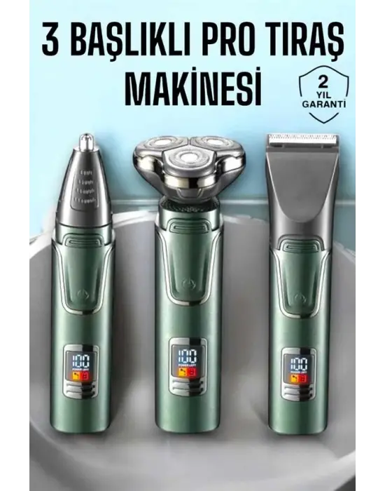 3 Başlıklı Profesyonel Saç Ve Sakal Bakım Seti Vücut, Burun Ve Kulak Tüy Alma