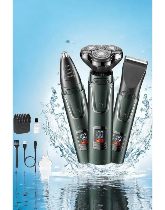 3 Başlıklı Profesyonel Saç Ve Sakal Bakım Seti Vücut, Burun Ve Kulak Tüy Alma