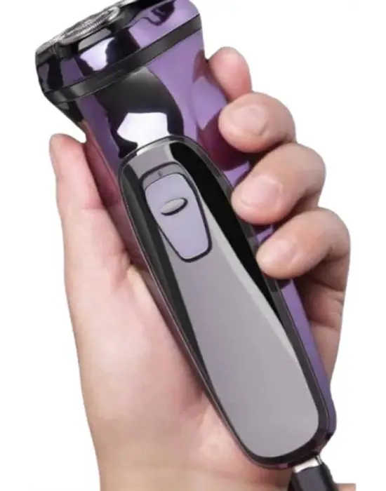 3 Bıçaklı Döner Başlıklı Sakal Sıfır Alma Tıraş Makinesi Profesyonel Paslanmaz Çelik