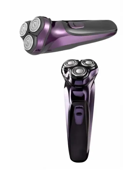 3 Bıçaklı Döner Başlıklı Sakal Sıfır Alma Tıraş Makinesi Profesyonel Paslanmaz Çelik