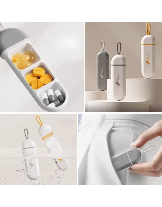 3 Bölmeli Taşınabilir Seyahat Tipi Hap Saklama Kutusu İlaç Saklama Kutusu