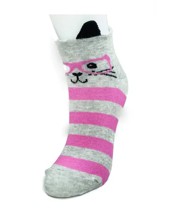 Omarı 3 Boyut Kulaklı Kedi Temalı Kadın Bilek Çorap Seti