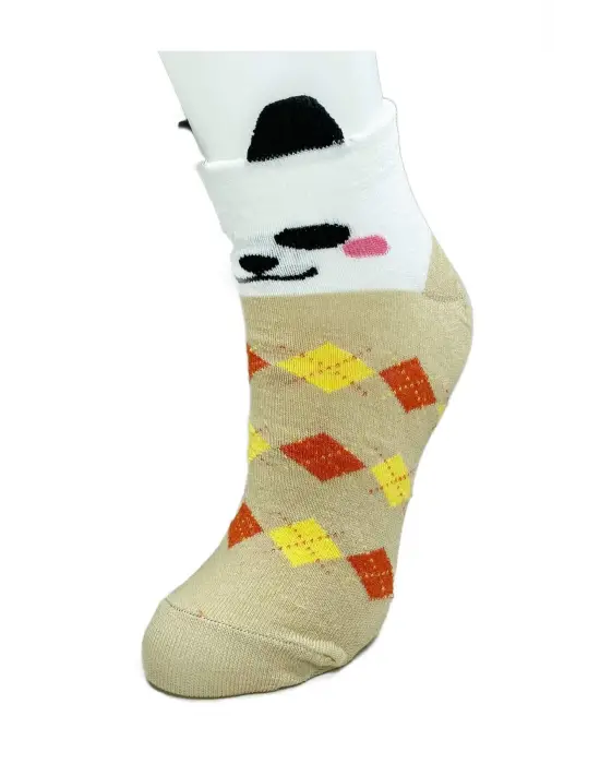 Omarı Renkli 3D Köpek Desenli Kadın Bilek Çorap Seti