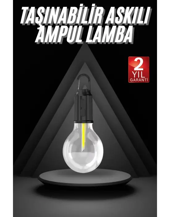 3 Farklı Mod Ledli Şarjlı Asma Kancalı Kamp Lambası Taşınabilir Ampul