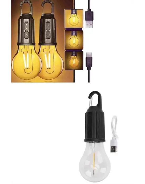 3 Farklı Mod Ledli Şarjlı Asma Kancalı Kamp Lambası Taşınabilir Ampul