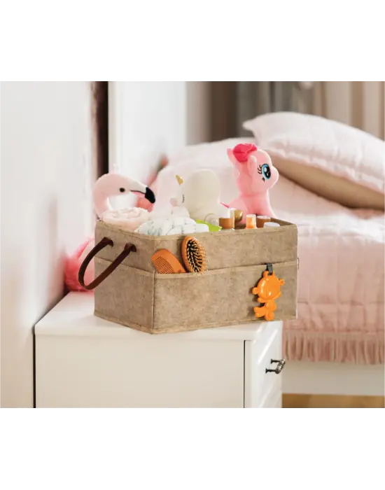 Omarı Çok Amaçlı Deri Organizer Kutu Keçe Sepet