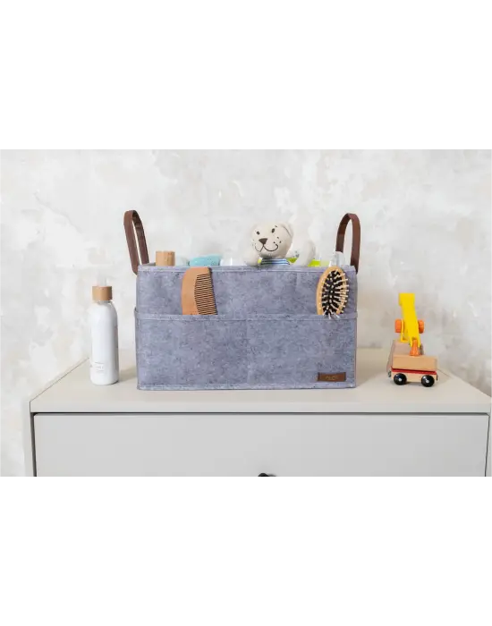 Omarı Çok Amaçlı Deri Organizer Kutu Keçe Sepet