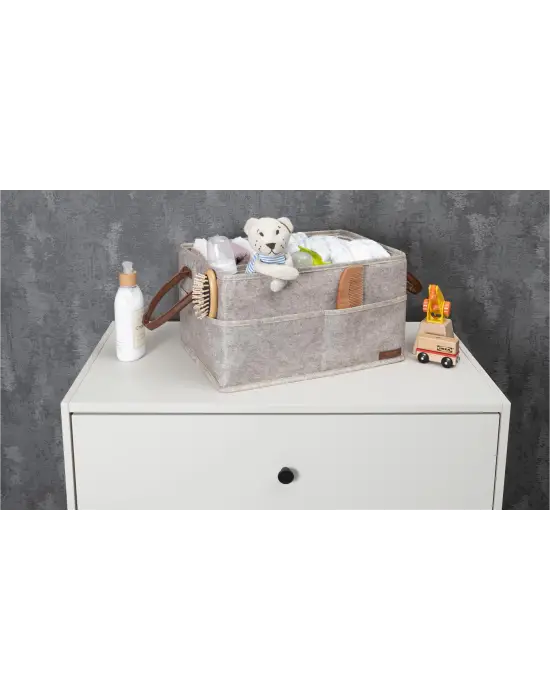 Omarı Çok Amaçlı Deri Organizer Kutu Keçe Sepet