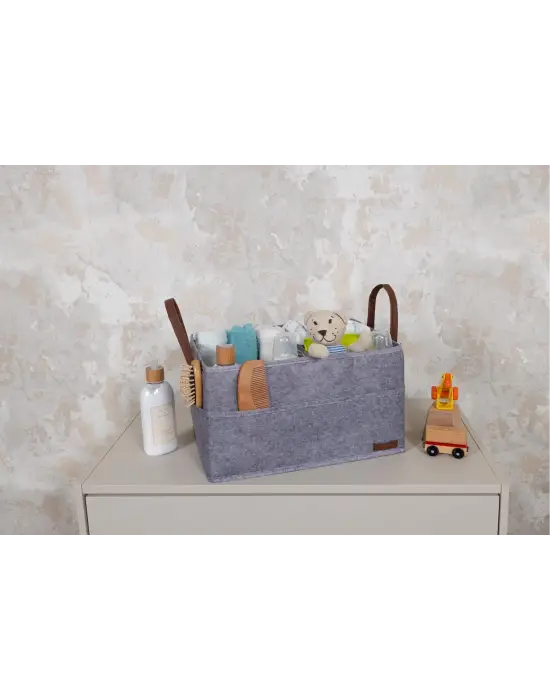 Omarı Çok Amaçlı Deri Organizer Kutu Keçe Sepet