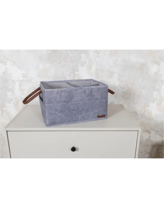 Omarı Çok Amaçlı Deri Organizer Kutu Keçe Sepet