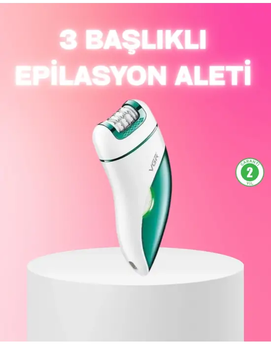 3 İn 1 Epilatör Metal Başlıklı Ipx5 Su Geçirmez 90 Dakika Şarjlı Epilasyon Cihazı