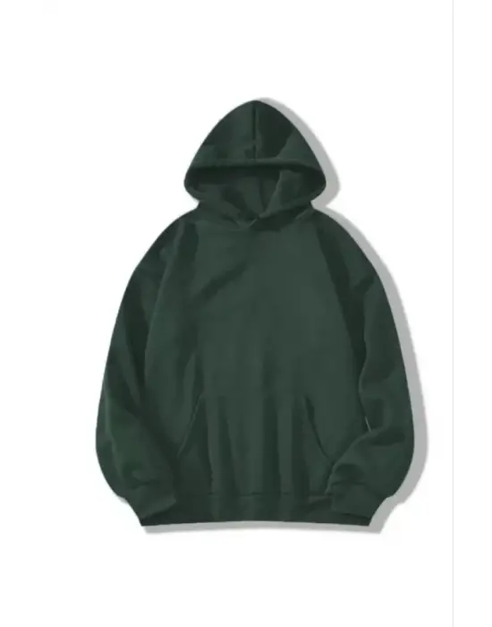 Omarı Rahat ve Tarz Unisex Kapşonlu Sweatshirt - Haki