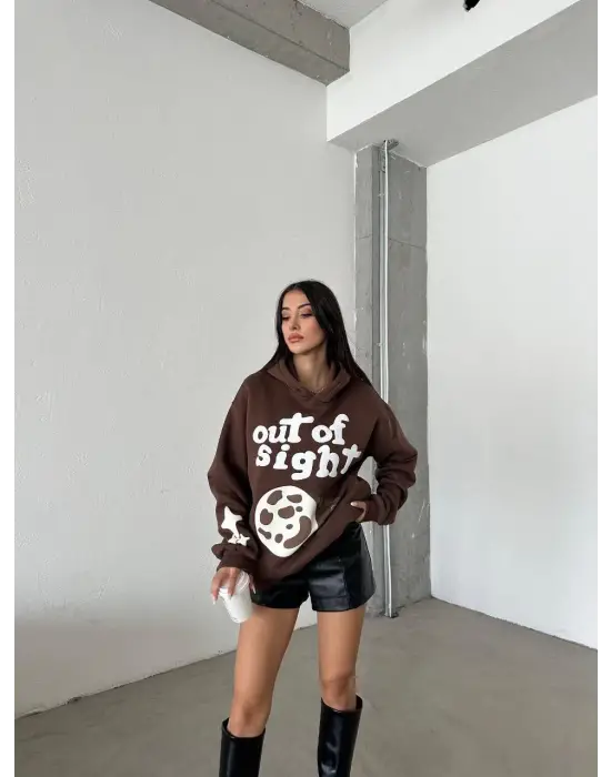 Kahve Oversize Sweat Kadın Giyim