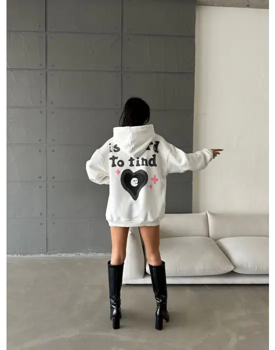 Beyaz Oversize Sweat Kadın Giyim