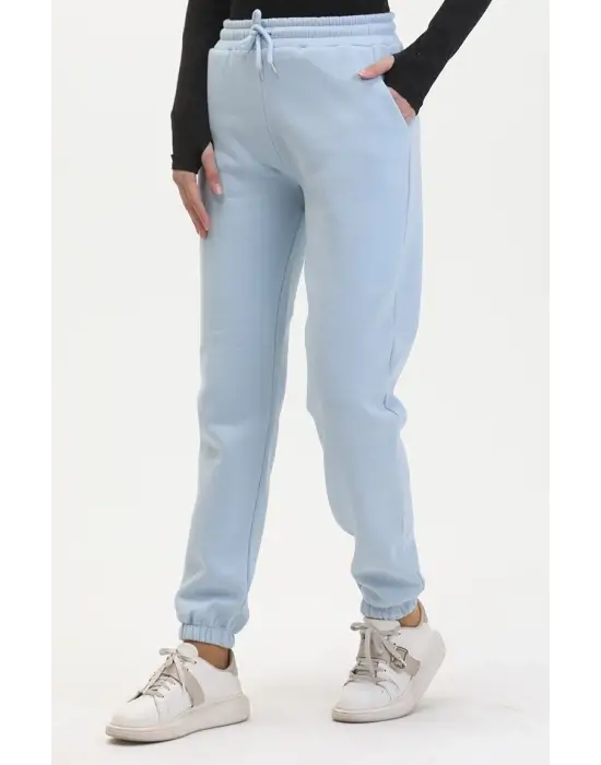 3 iplik şardonlu paça lastikli eşofman bebe mavi is001