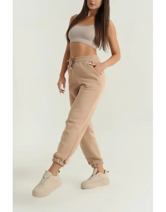 3 iplik şardonlu paça lastikli eşofman bisküvi is001