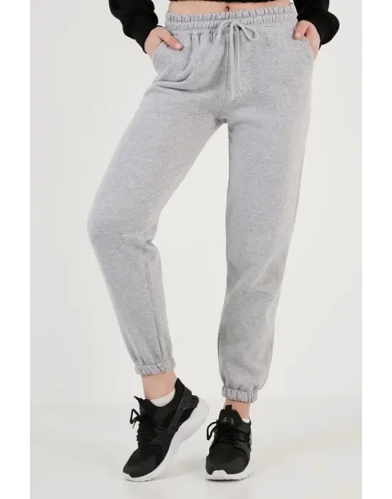 3 iplik şardonlu paça lastikli eşofman gri is001