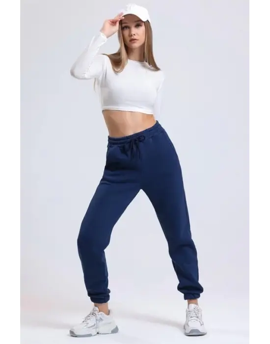 3 iplik şardonlu paça lastikli eşofman lacivert is001