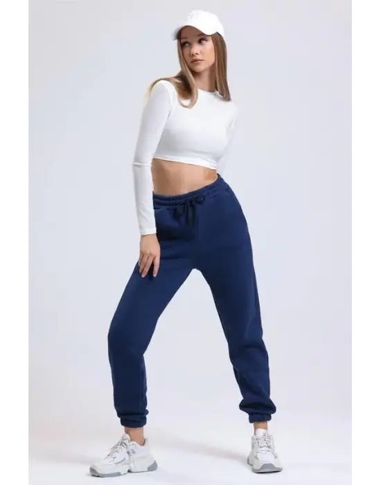 3 iplik şardonlu paça lastikli eşofman lacivert is001