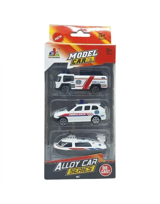 3lü İş Makinaları Road Seti - Die Cast - DS044 - Ambulans
