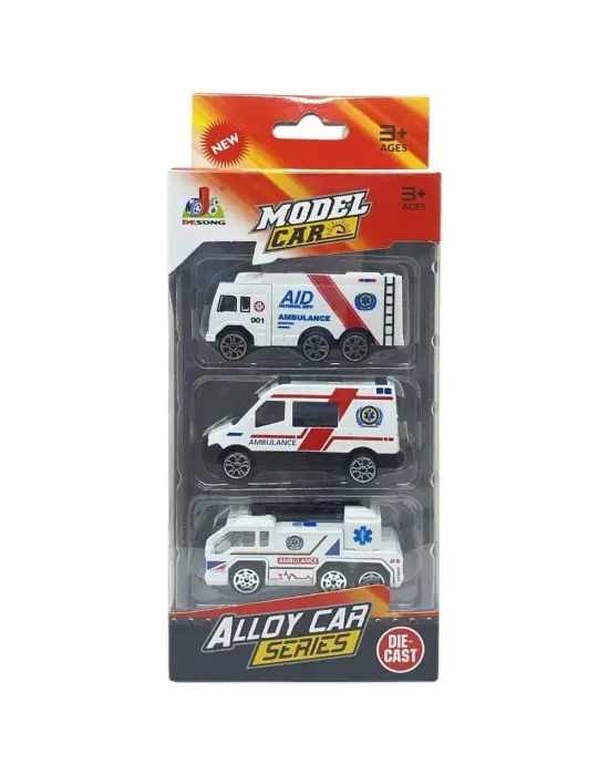 3lü İş Makinaları Road Seti - Die Cast - DS044 - Ambulans