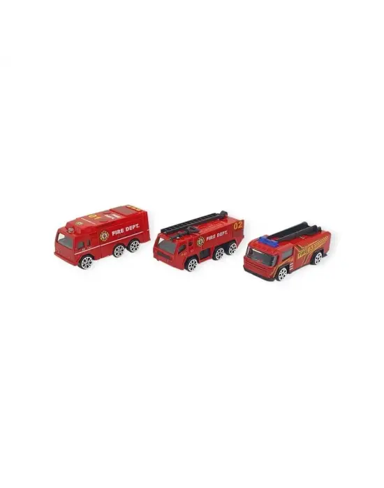 3lü İş Makinaları Road Seti - Die Cast - DS044 - İtfaiye