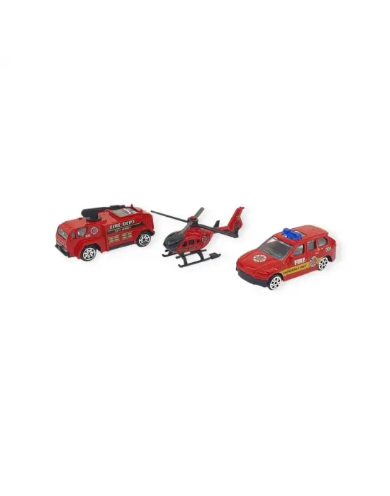3lü İş Makinaları Road Seti - Die Cast - DS044 - İtfaiye