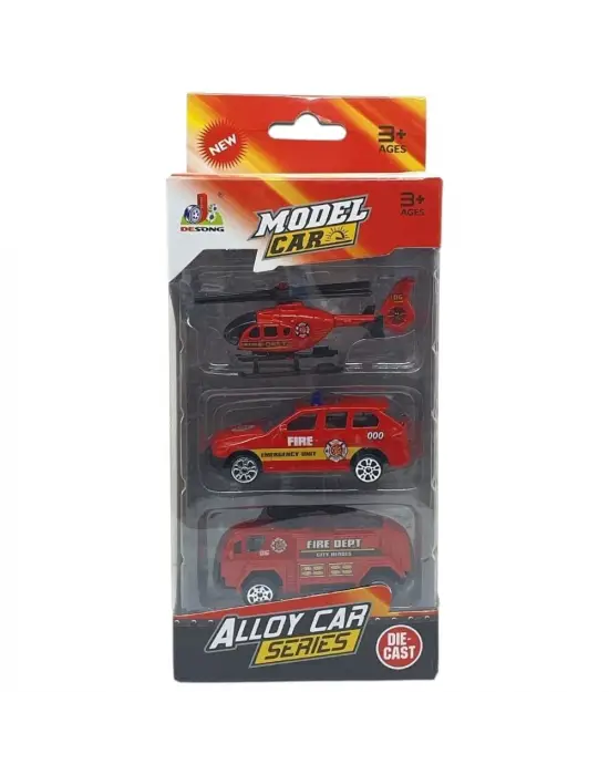 3lü İş Makinaları Road Seti - Die Cast - DS044 - İtfaiye