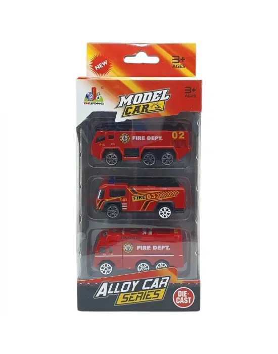 3lü İş Makinaları Road Seti - Die Cast - DS044 - İtfaiye