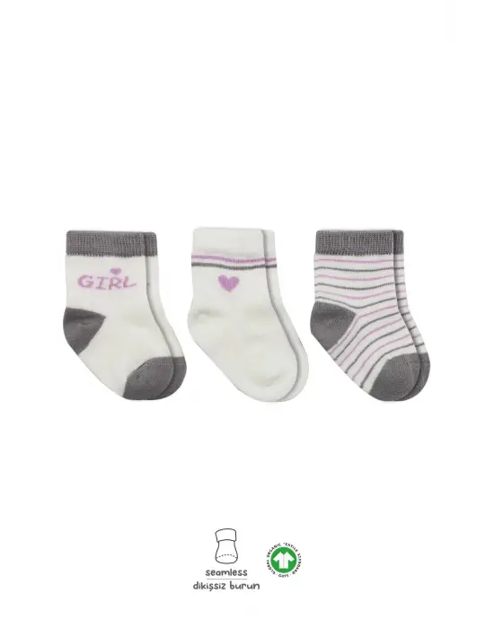 3lü Penye Boy And Girl Soket Çorap Bs10114 Gri