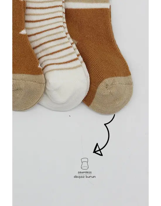 Omarı 3lü Penye Erkek Soket Çorap - Hardal Renkli Çorap Seti