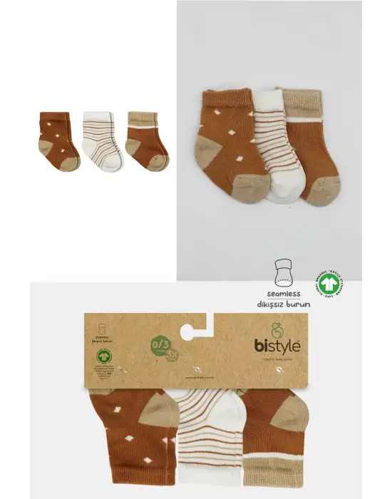 Omarı 3lü Penye Erkek Soket Çorap - Hardal Renkli Çorap Seti