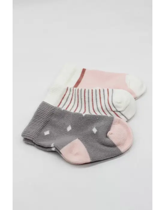 Omarı Penye Kız Çorap Seti Gri Renkli