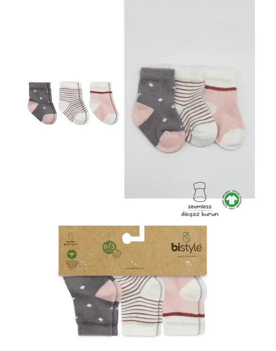 Omarı Penye Kız Çorap Seti Gri Renkli