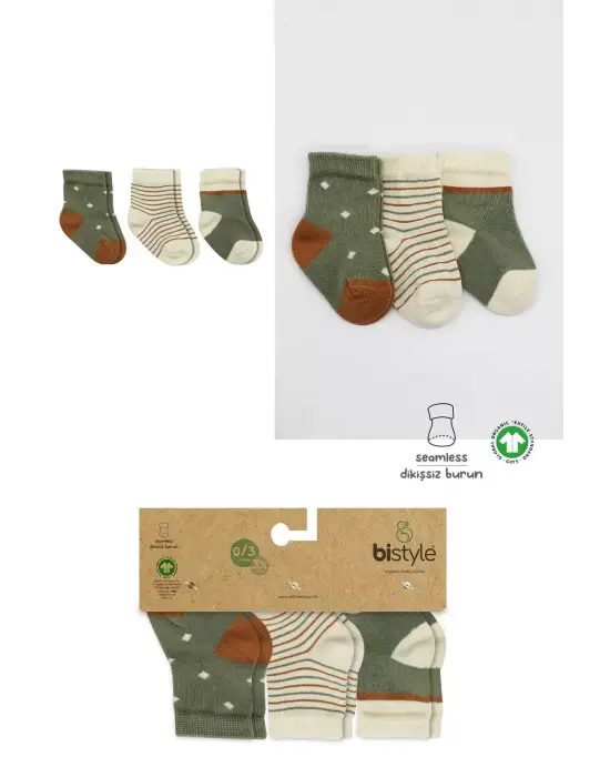Omarı Renkli Penye Kız Çorap Seti 3lü Tasarım Nil