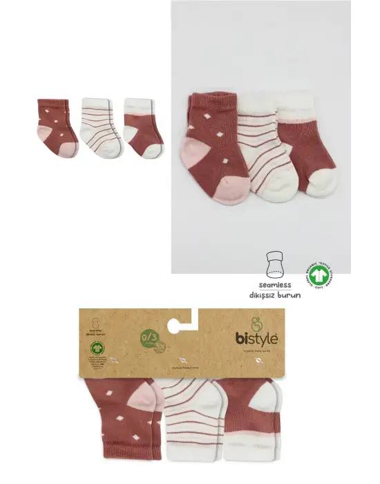 Omarı Penye Kız Çocuk Soket Çorap Seti Pudra Renkli