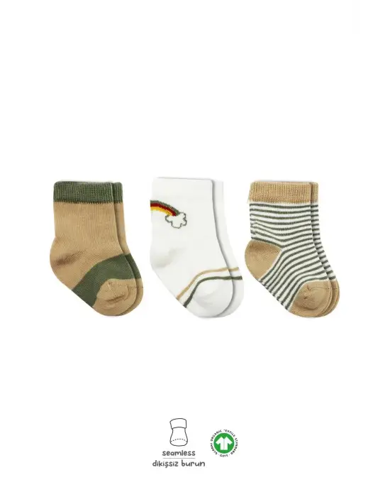 3lü Penye Rainbow Soket Çorap Bs10113 Nil