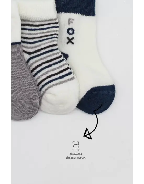 Omarı Yumuşak ve Rahat 3lü Penye Soket Çorap Gri