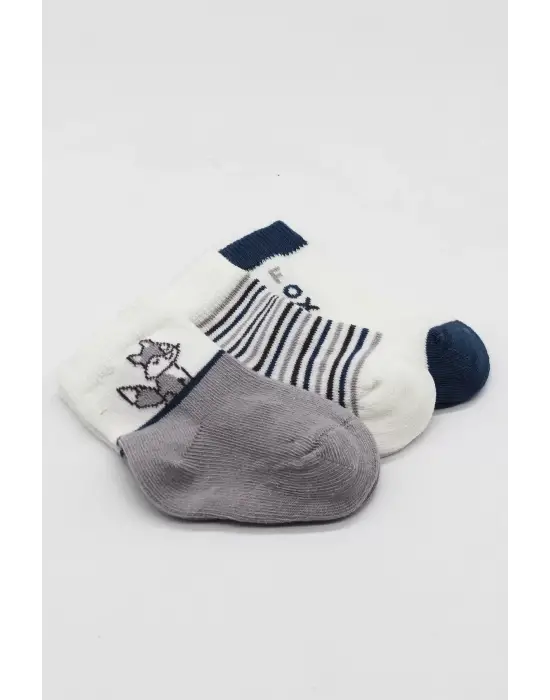 Omarı Yumuşak ve Rahat 3lü Penye Soket Çorap Gri