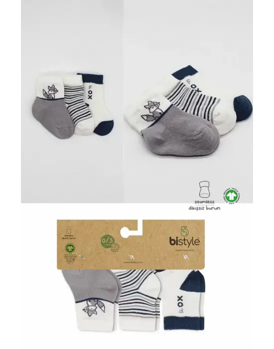 Omarı Yumuşak ve Rahat 3lü Penye Soket Çorap Gri