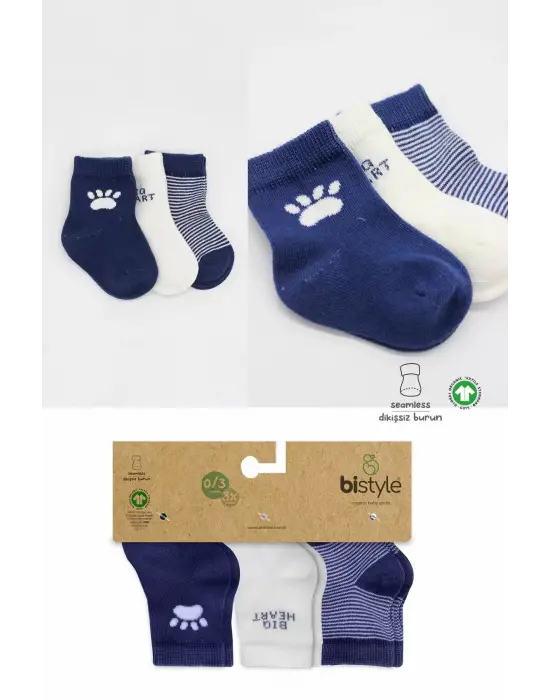 Omarı Rahat ve Şık 3lü Penye Çorap Seti - İndigo