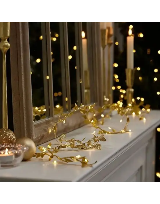 3 Metre Yaldızlı Gold LED Işık – Dekoratif Ortam ve Yılbaşı Aydınlatması