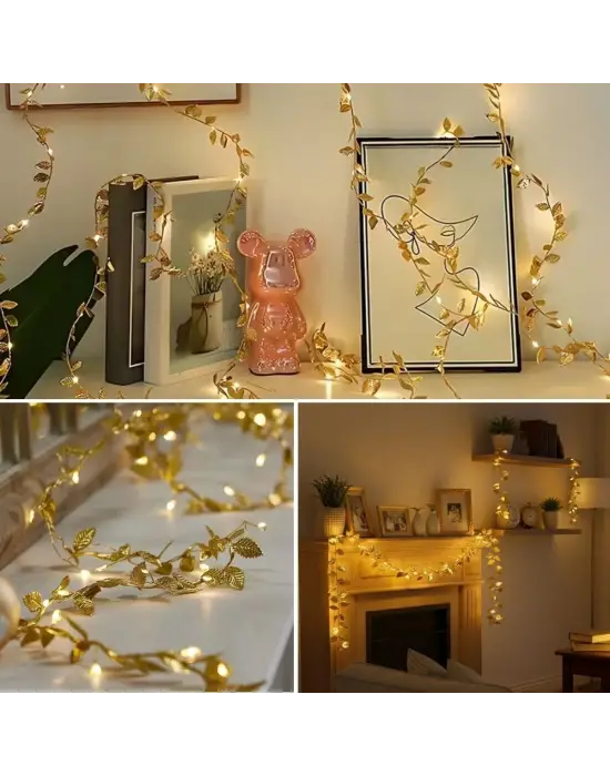 3 Metre Yaldızlı Gold LED Işık – Dekoratif Ortam ve Yılbaşı Aydınlatması