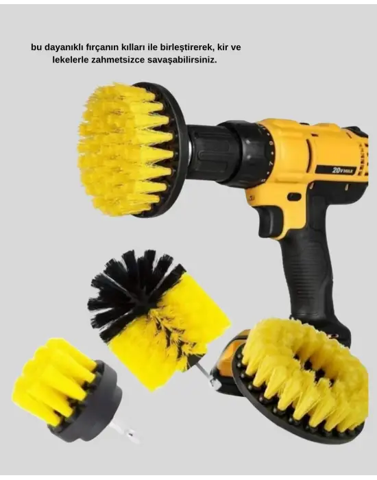 3 Parça Matkap Fırça Temizlik Seti – Her Yüzey İçin Güçlü Ve Pratik Çözüm