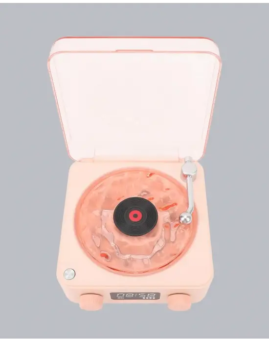 3-ü-1 Gece Işığı Bluetooth Hoparlör Ve Dijital Saat Vintage Plak Çalar Tasarımlı