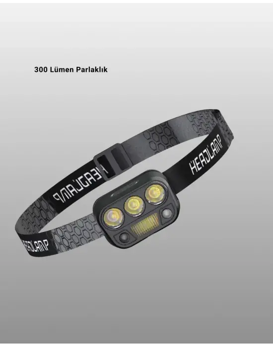 300 Lümen Sensörlü Led Kafa Lambası Usb Şarjlı Sos Modlu