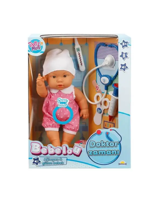 30111 Bebelou Doktor Zamanı Sesli Bebek Seti 35 cm -Sunman(Ürün oyuncaktır)