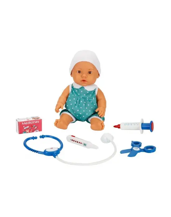 30111 Bebelou Doktor Zamanı Sesli Bebek Seti 35 cm -Sunman(Ürün oyuncaktır)